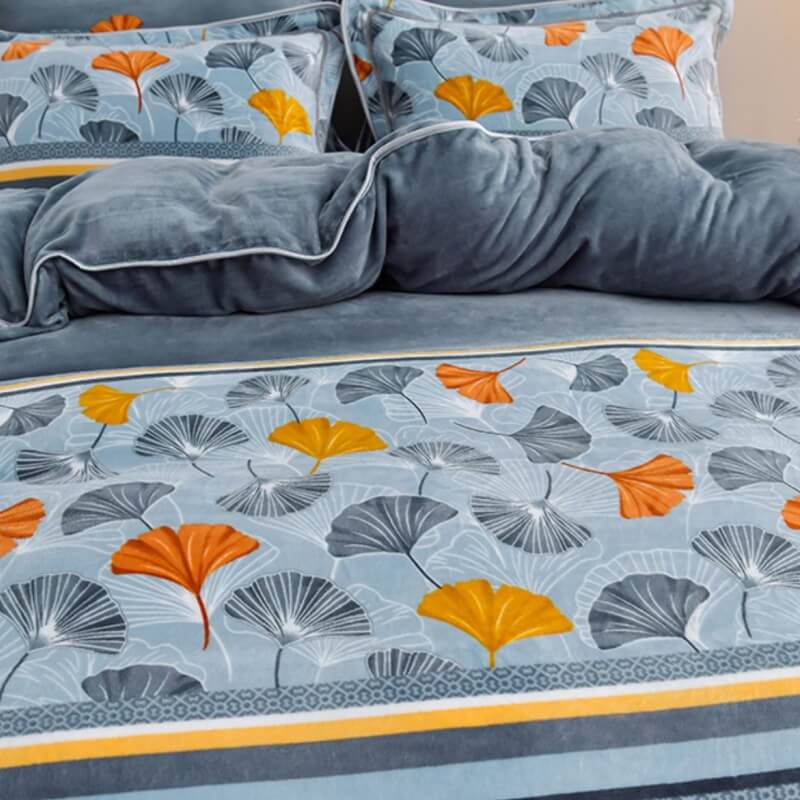 Homely Floral Milk Velvet Comfortable Bed Sheet Set With Bed Skirt