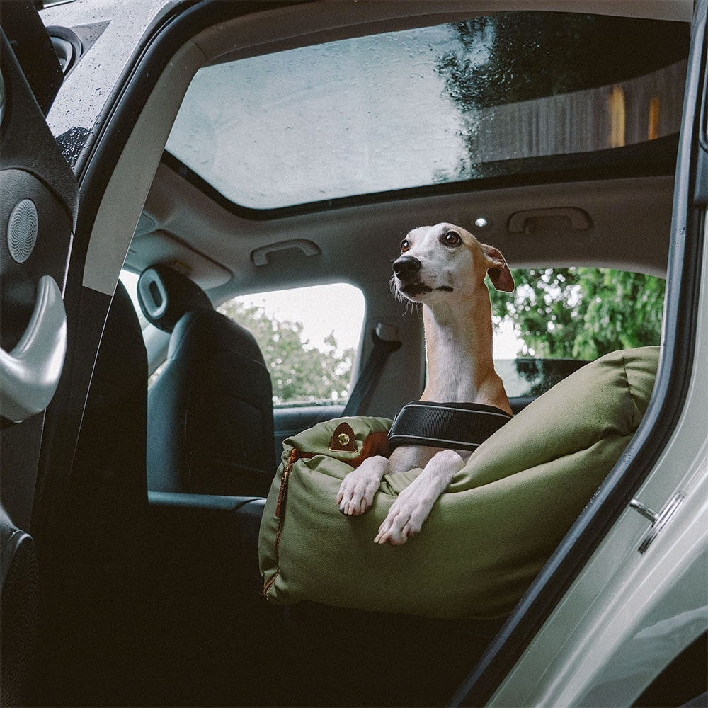 Large Deluxe Faux Leather Dog Car Seat Booster Bed - Urban Voyager