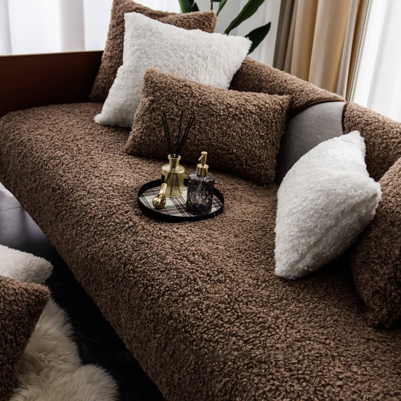 Luxury Warm Fleece Furniture Protective Mat Non-Slip Sofa Cover