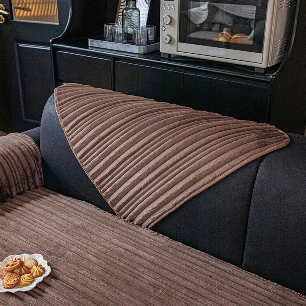Modern Asymmetrical Stripes Soft Plush Non-Slip Sofa Cover