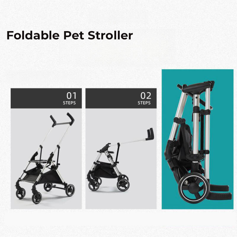 Multifunctional 2-in-1 Aluminium Alloy Pet Stroller - Ultra-Light & Detachable for Puppies