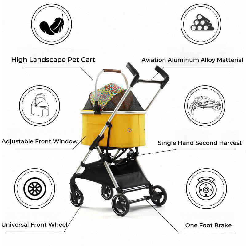 Multifunctional 2-in-1 Aluminium Alloy Pet Stroller - Ultra-Light & Detachable for Puppies