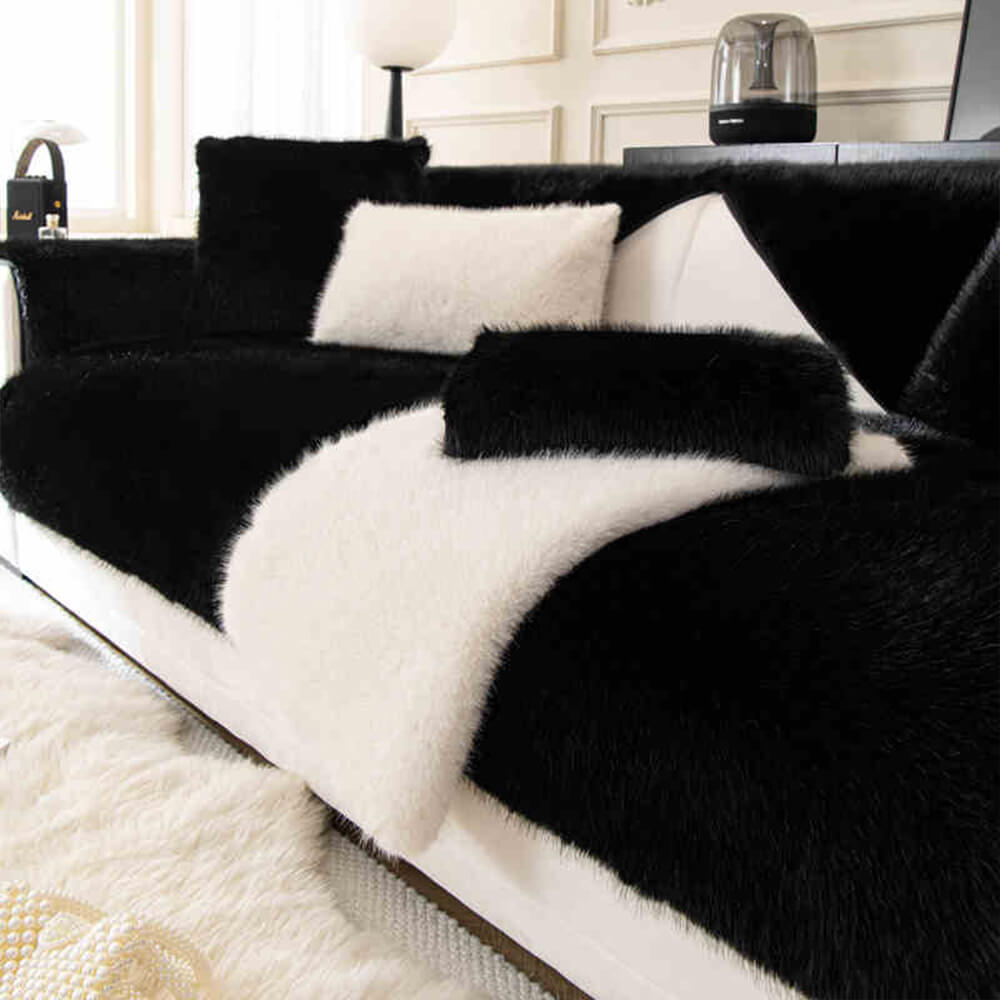 Warm Thick Faux Fur Sofa Protector Non-Slip Sofa Cover