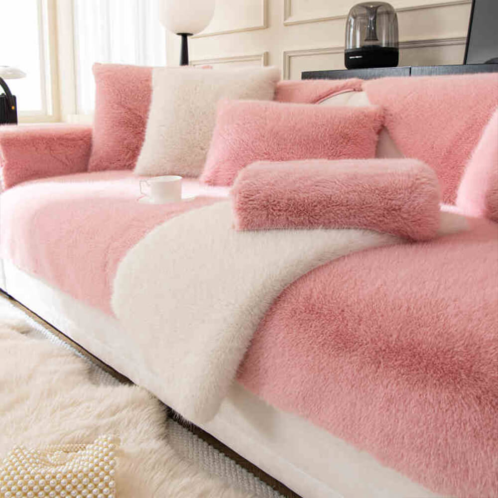 Warm Thick Faux Fur Sofa Protector Non-Slip Sofa Cover