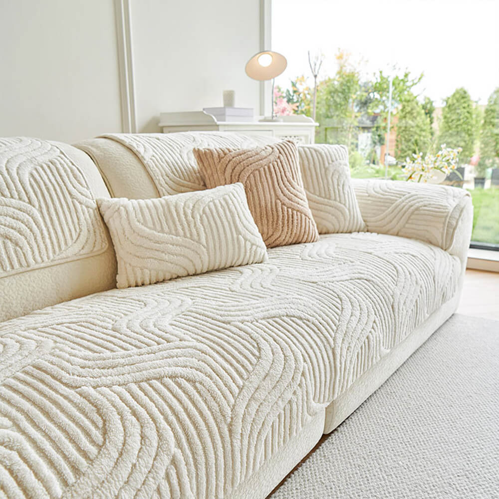 Modern Geometric Soft Plush Non-slip Sofa Protector Sofa Cover