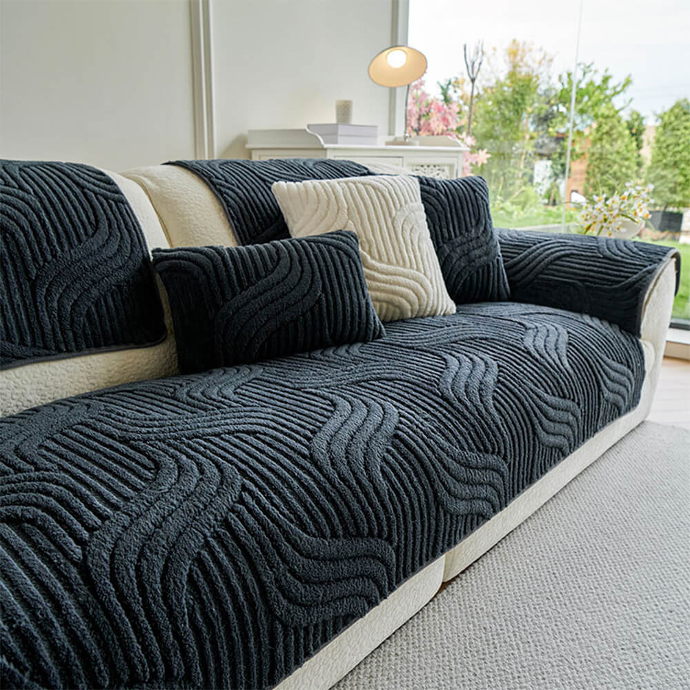 Modern Geometric Soft Plush Non-slip Sofa Protector Sofa Cover