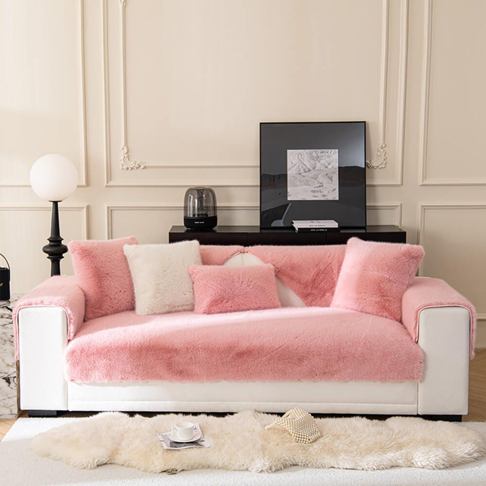 Warm Thick Faux Fur Sofa Protector Non-Slip Sofa Cover