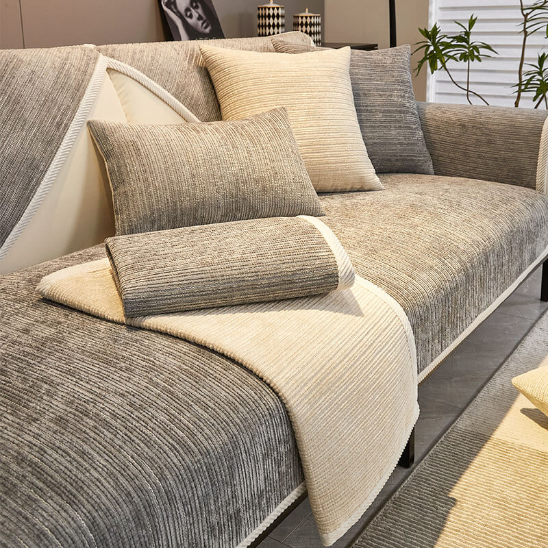 Waterproof Antimicrobial Simple Chenille Fabric Anti-scratch Sofa Covers