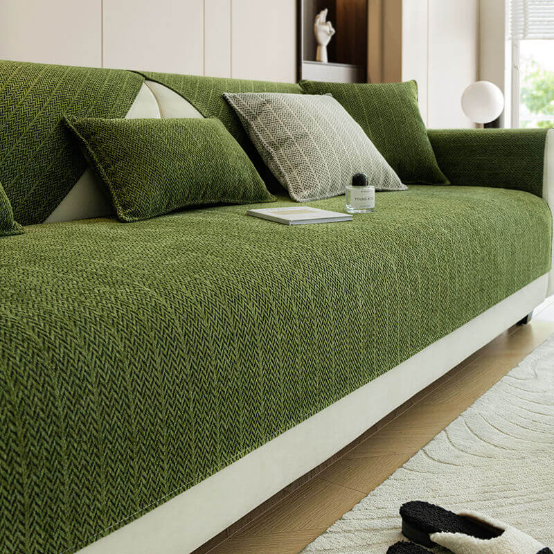 Solid Colour Chenille Anti-scratch Herringbone Sofa Cover