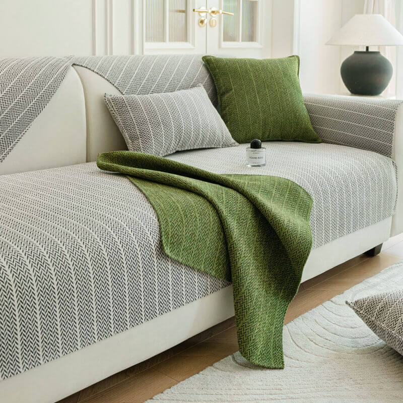 Solid Colour Chenille Anti-scratch Herringbone Sofa Cover