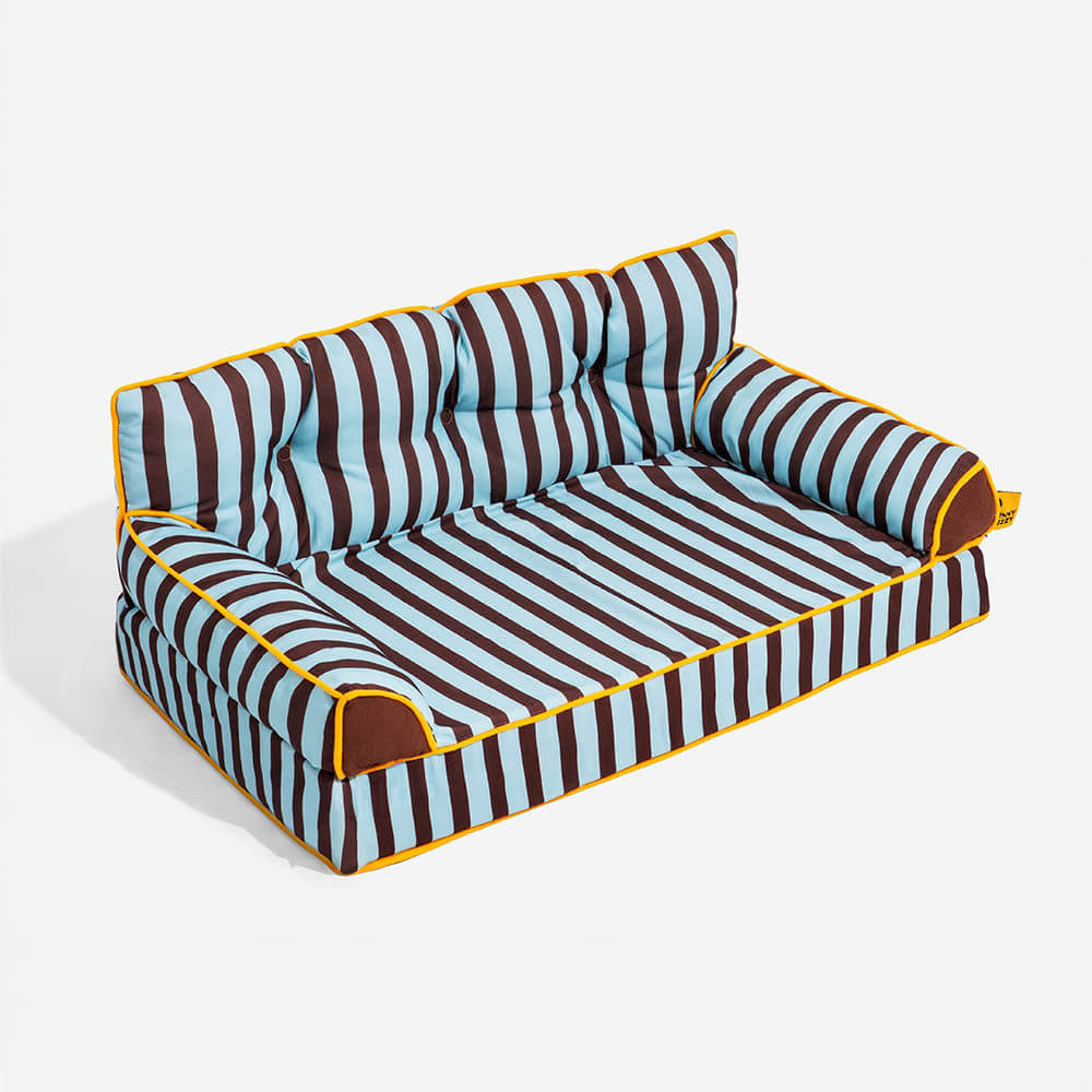 Trendy Striped Water-repellent Foldable Dog Sofa Bed - Sunny Siesta