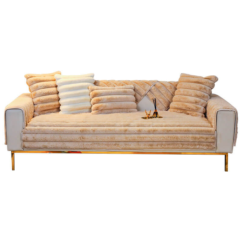 Striped Thickened Plush Non-slip Sofa Cover