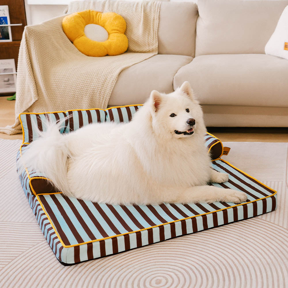 Trendy Striped Water-repellent Foldable Dog Sofa Bed - Sunny Siesta