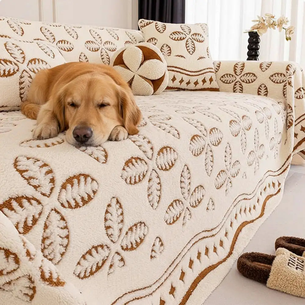Thickened Jacquard Velvet Leaf Pattern Sofa Decoration Multi-Purpose Blanket Sofa Cover