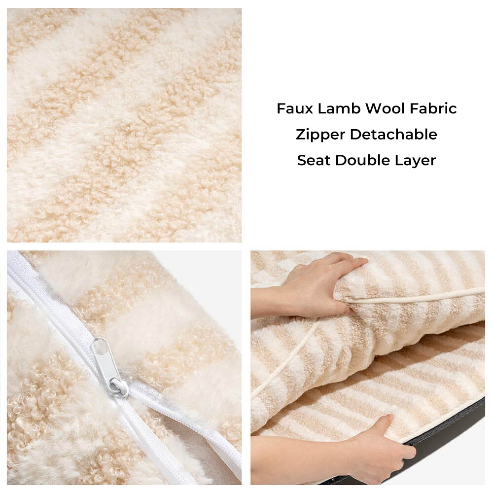 Trendy Striped Faux Lambswool Double Layer Cat Sofa Bed