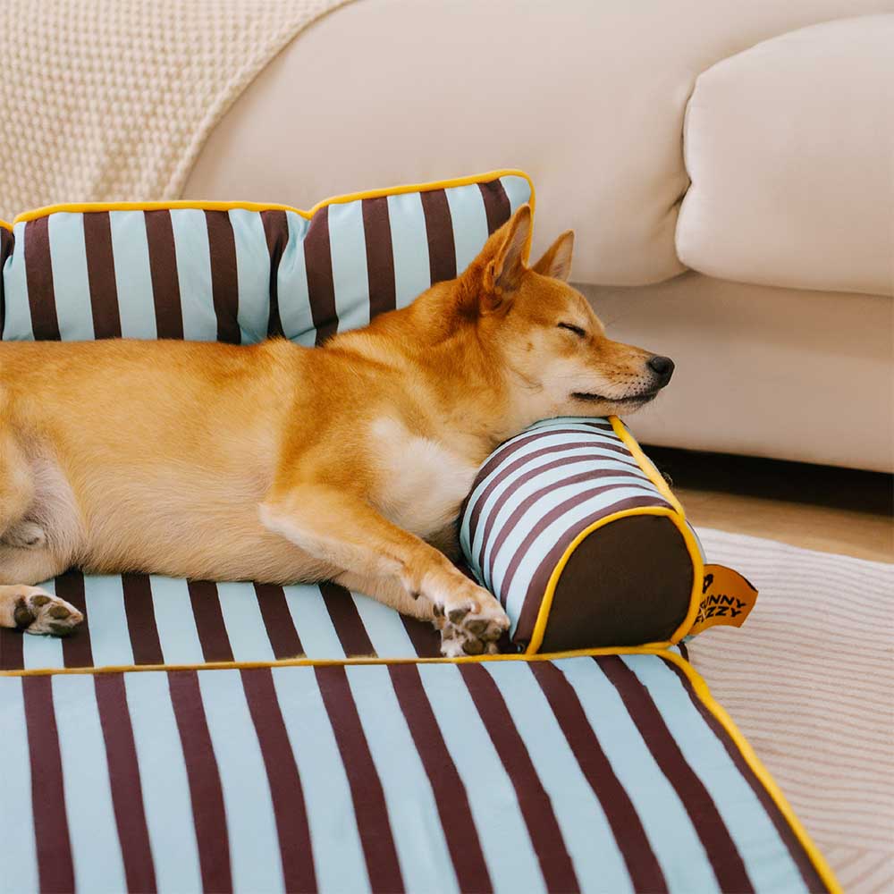 Trendy Striped Water-repellent Foldable Dog Sofa Bed - Sunny Siesta