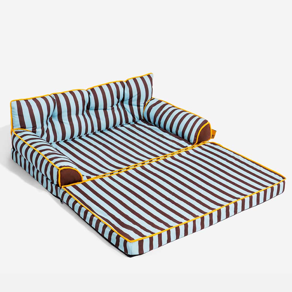 Trendy Striped Water-repellent Foldable Dog Sofa Bed - Sunny Siesta