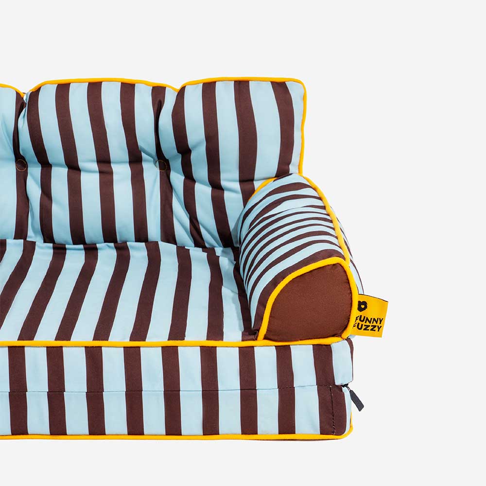 Trendy Striped Water-repellent Foldable Dog Sofa Bed - Sunny Siesta