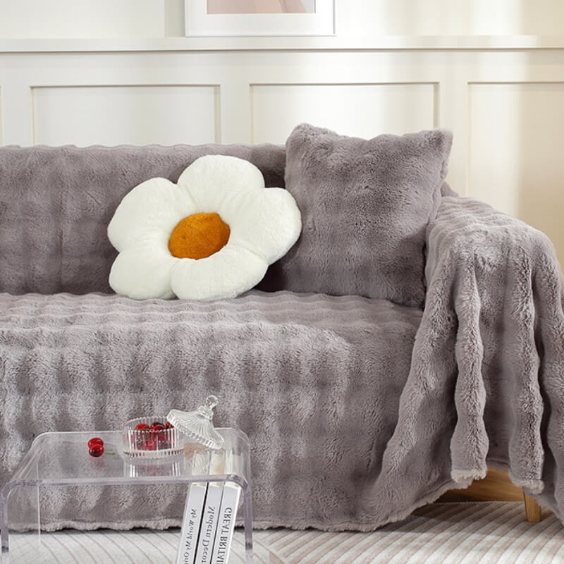 Ultra-Soft Faux Rabbit Fur Skin-Friendly Full Protection Sofa Cover