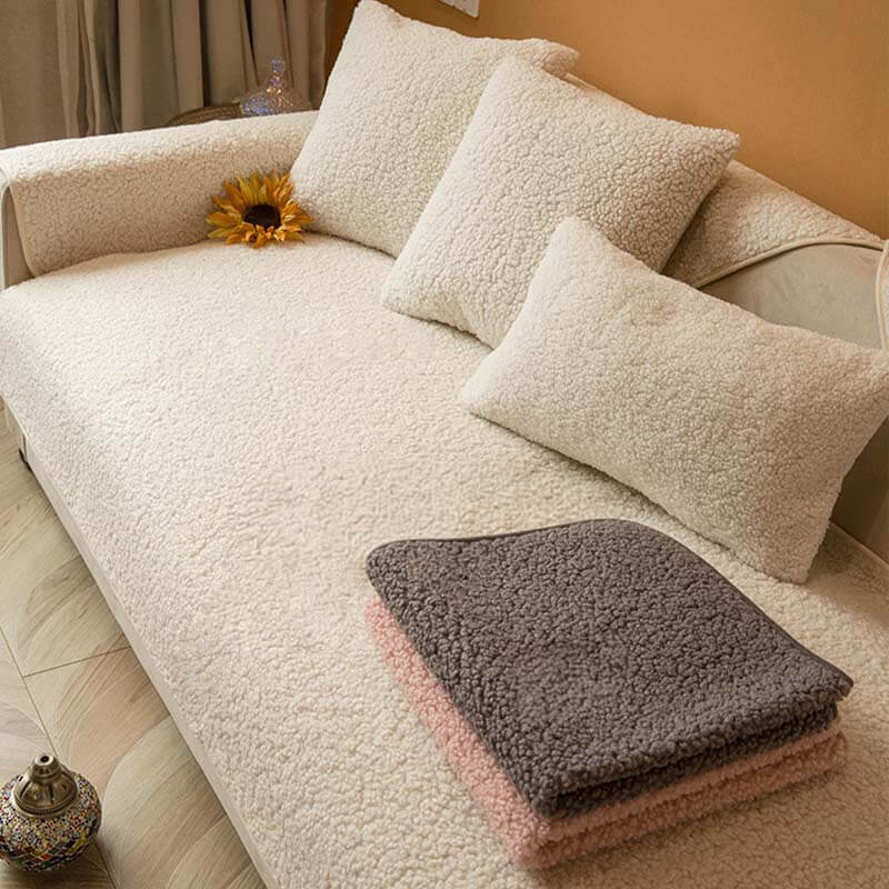 Ultrasoft Teddy Fleece Warm Non-Slip Sofa Cover