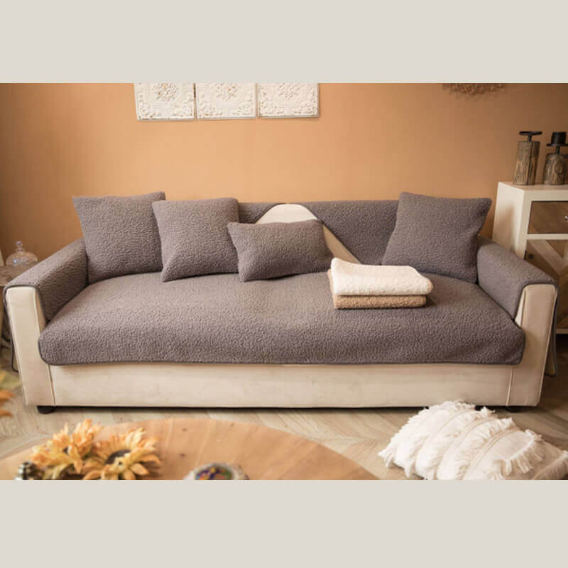 Ultrasoft Teddy Fleece Warm Non-Slip Sofa Cover