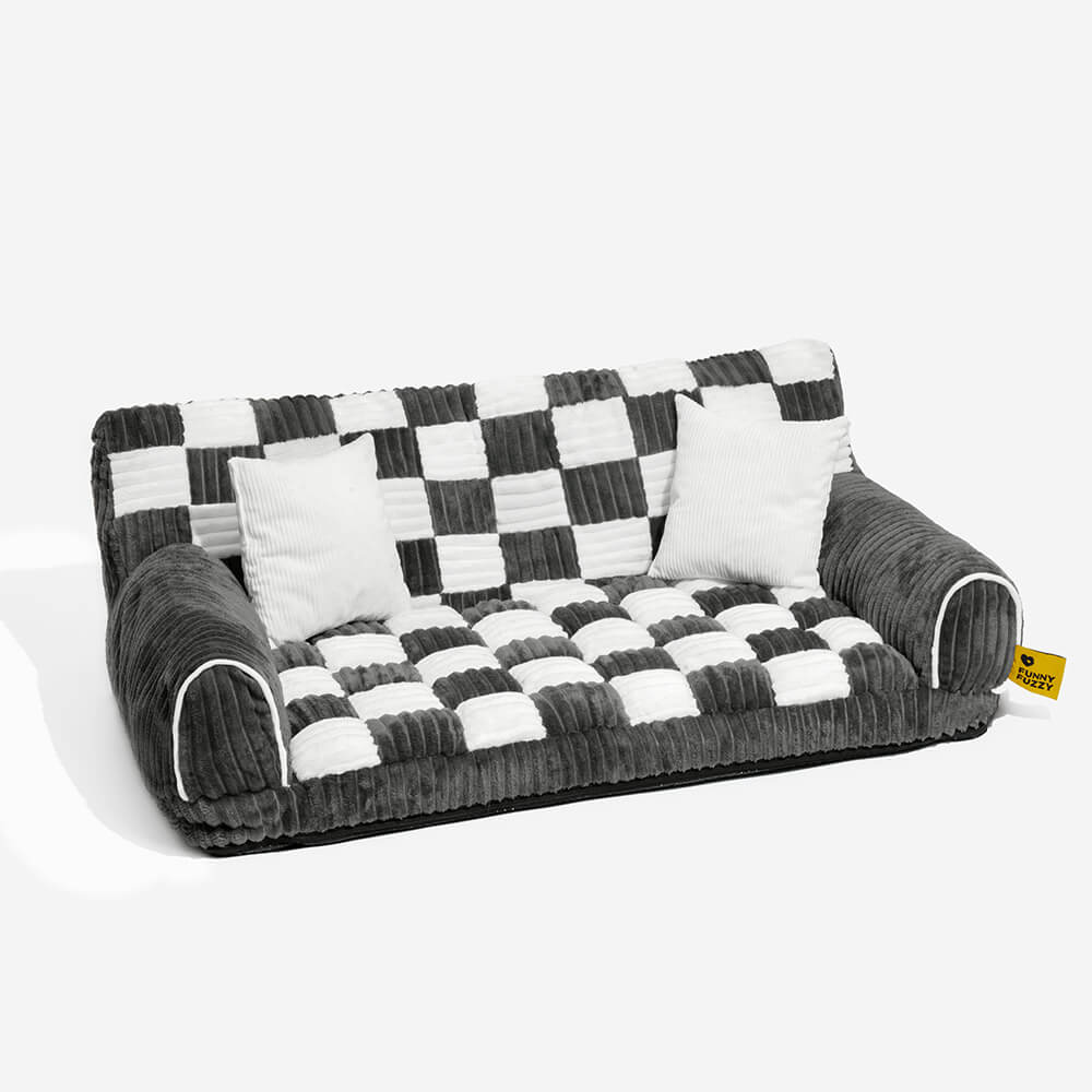 Vintage Chessboard Orthopaedic Support Extra Large Dog Sofa Bed - King's Sofa