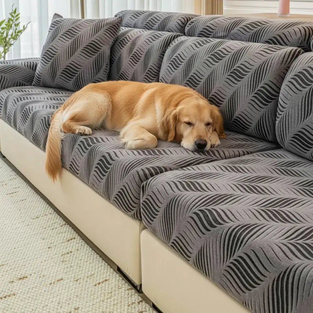 Wave Jacquard Polar Fleece Antistatic Protection Full Wrap Sofa Cover