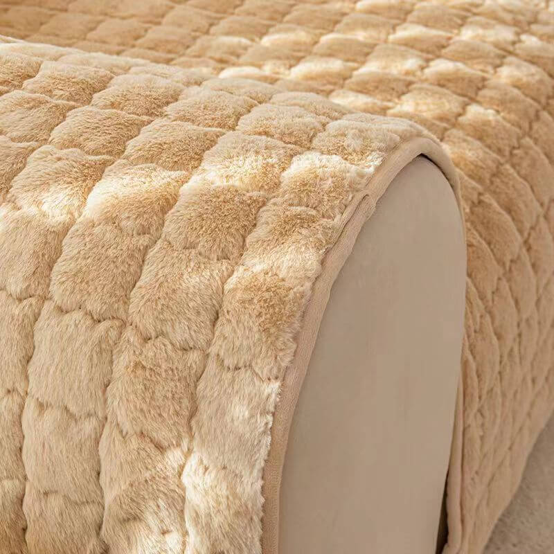 Biscuit Plush Soft Non-Slip Sofa Cover