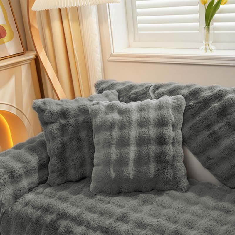 Cosy Plush Solid Colour Non-slip Sofa Cover