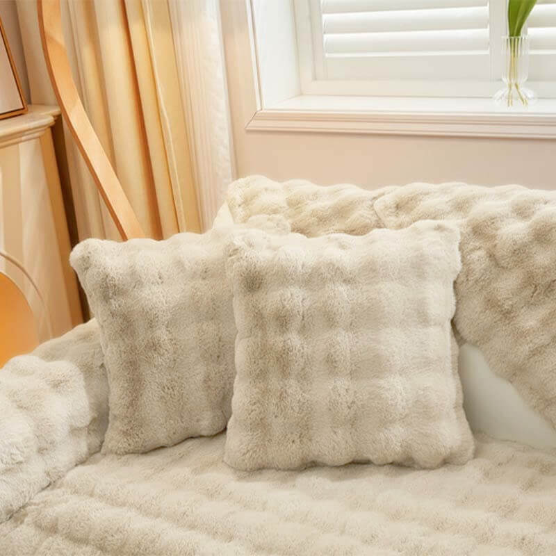 Cosy Plush Solid Colour Non-slip Sofa Cover