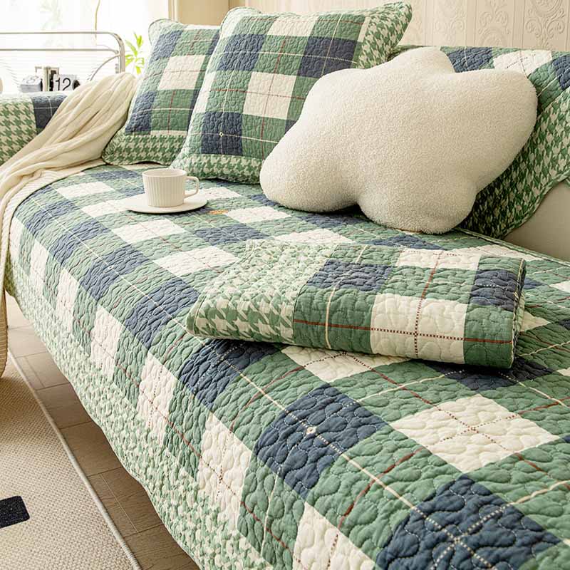Kratzfester Couchbezug aus Baumwolle mit Karomuster