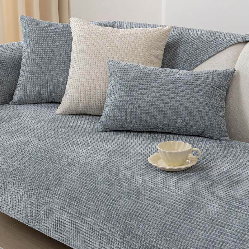 Delicate Waffle Chenille Fabric Furniture Protector Sofa Cover