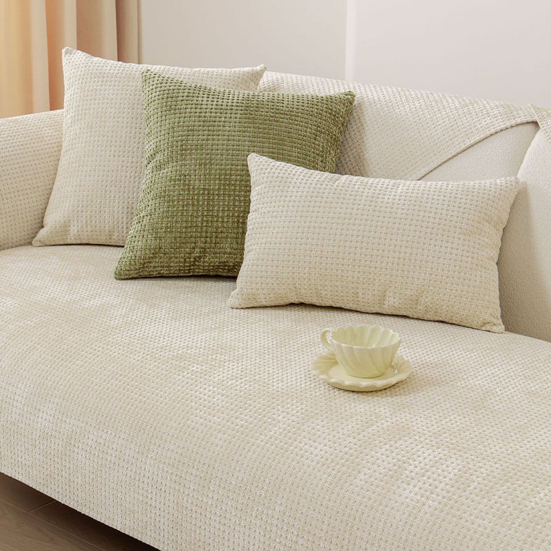 Delicate Waffle Chenille Fabric Furniture Protector Sofa Cover