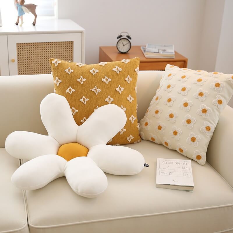 Embroidered Daisy Pillow Sofa Pillow