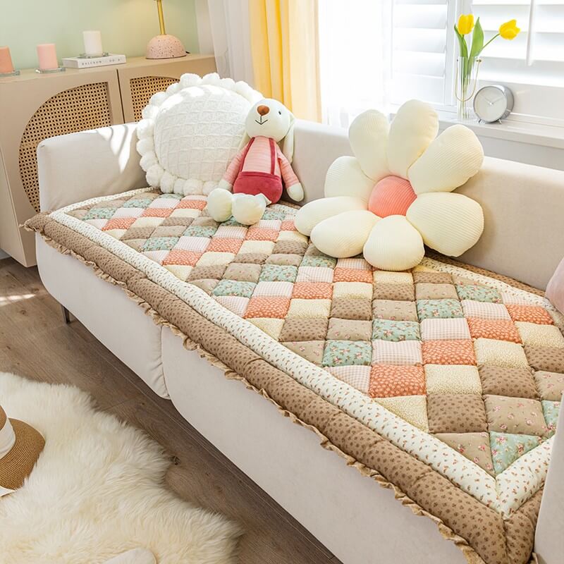 Floral Handmade Pure Cotton Protective Sofa Cover