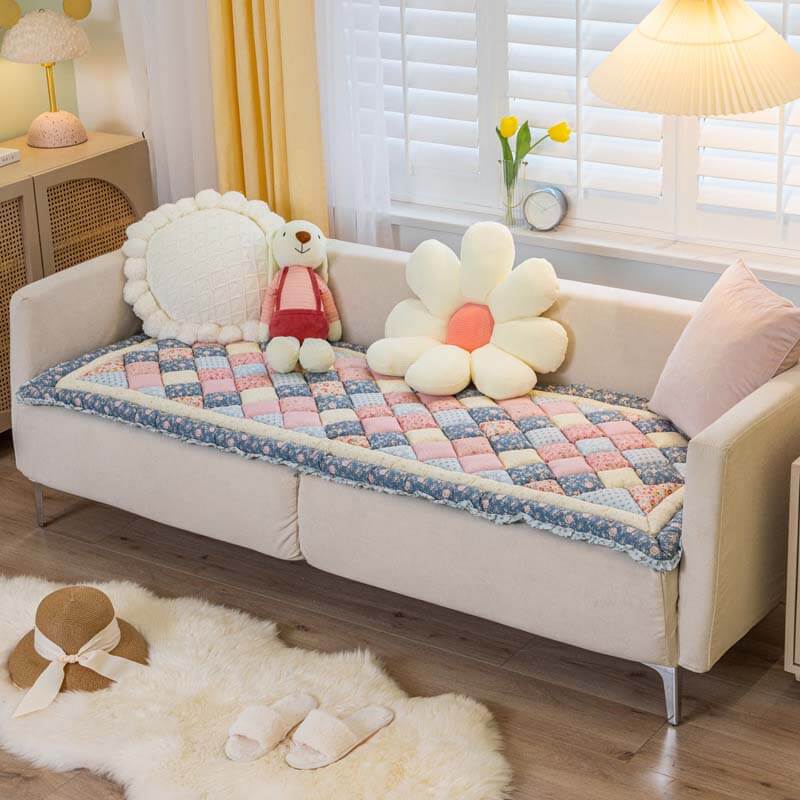 Floral Handmade Pure Cotton Protective Sofa Cover