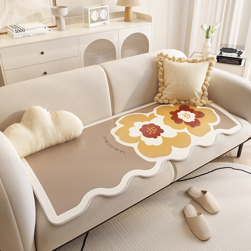 Flower Ice Silk Rutschfester Sofabezug Anti-Kratz-Couchbezug Haustiermatte