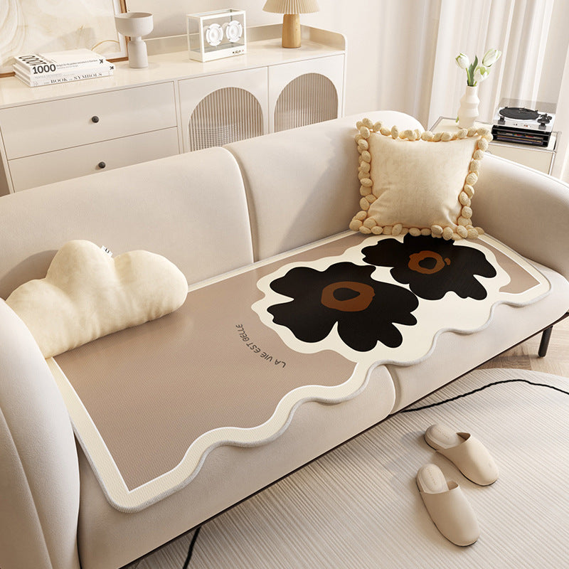 Flower Ice Silk Rutschfester Sofabezug Anti-Kratz-Couchbezug Haustiermatte