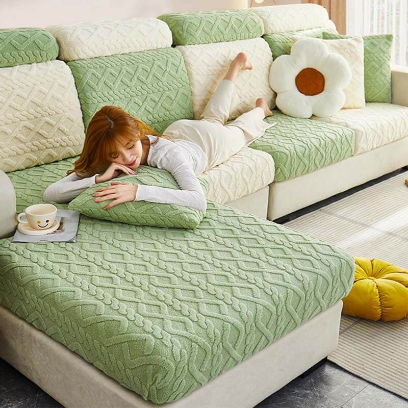 Full Wrap Soft Fleece Stretch Sofa Cover