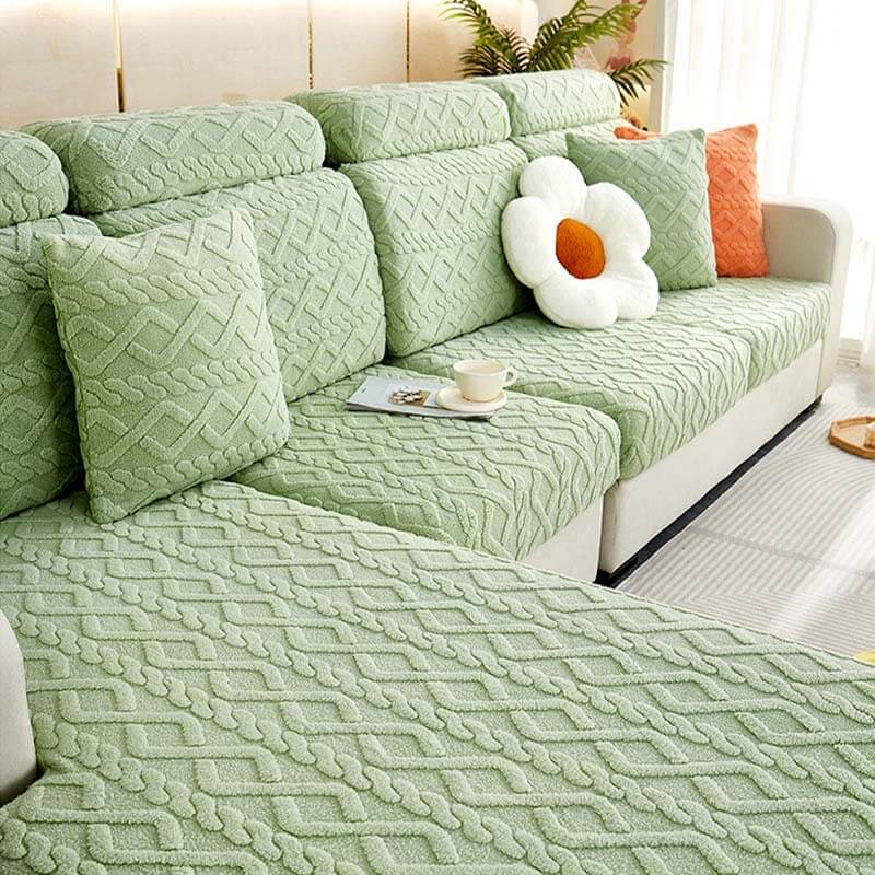 Full Wrap Soft Fleece Stretch Sofa Cover