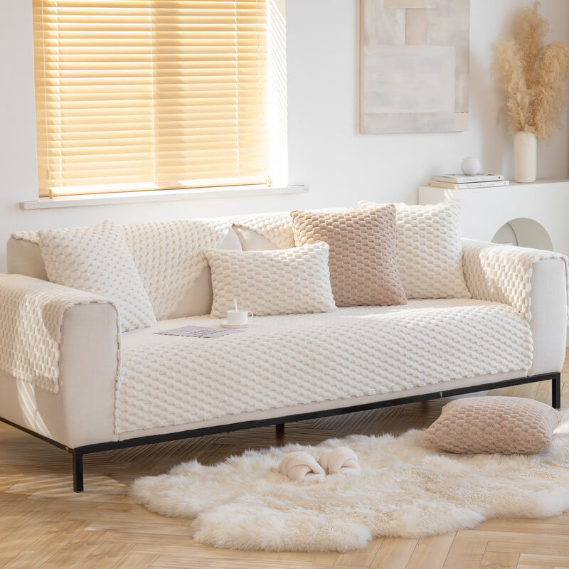 Honeycomb Plush Thickened Non-slip Sofa Cover