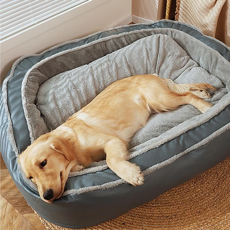 Grand lit de couchage profond et chaud, lit orthopédique pour chien