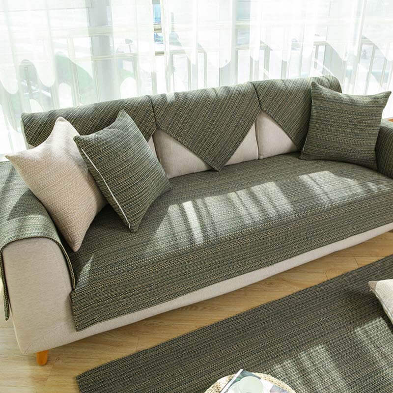 Nature Linen Handwoven Anti-scratch Sofa Cover