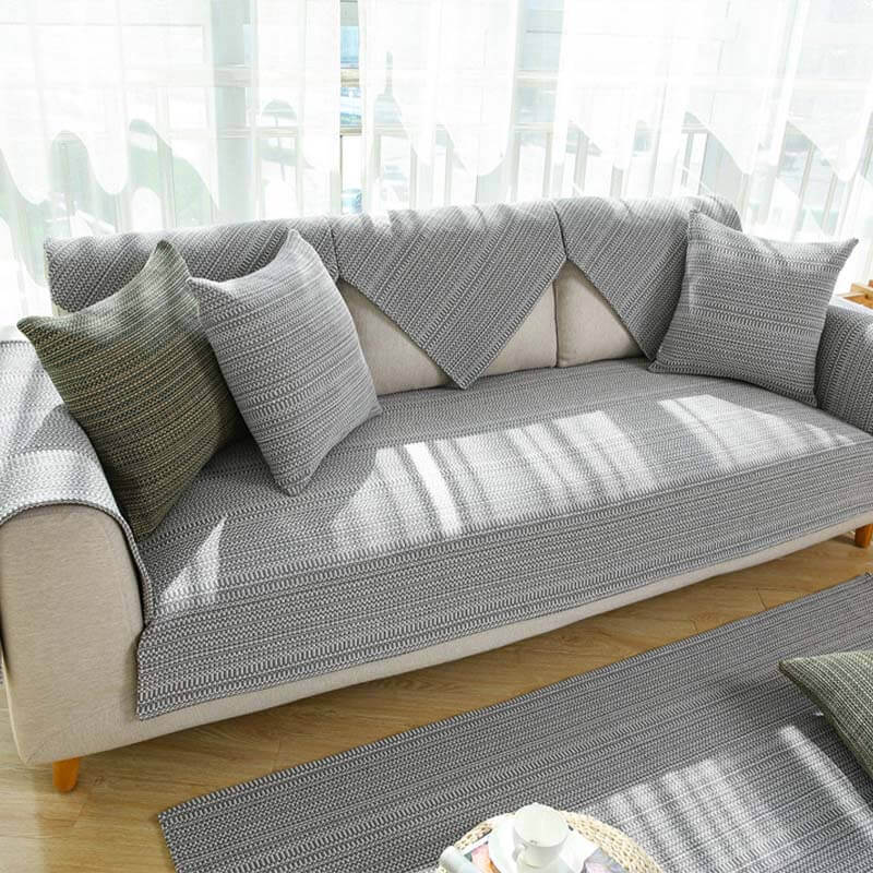 Nature Linen Handwoven Anti-scratch Sofa Cover