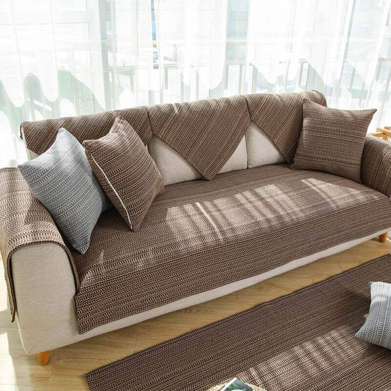 Nature Linen Handwoven Anti-scratch Sofa Cover