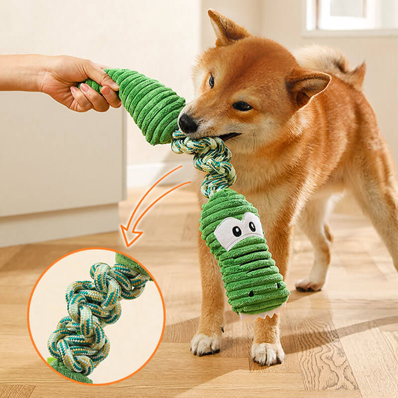 Jouet interactif pour chien qui couine en corde - Série Animaux