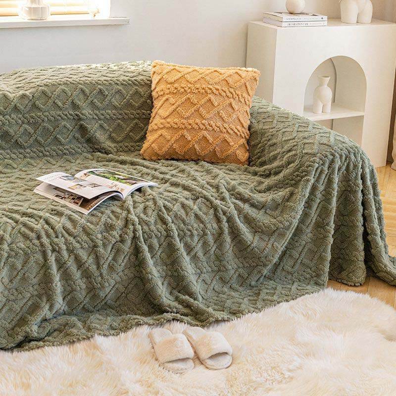 Solid Colour Fleece Furniture Protector Sofa Cover