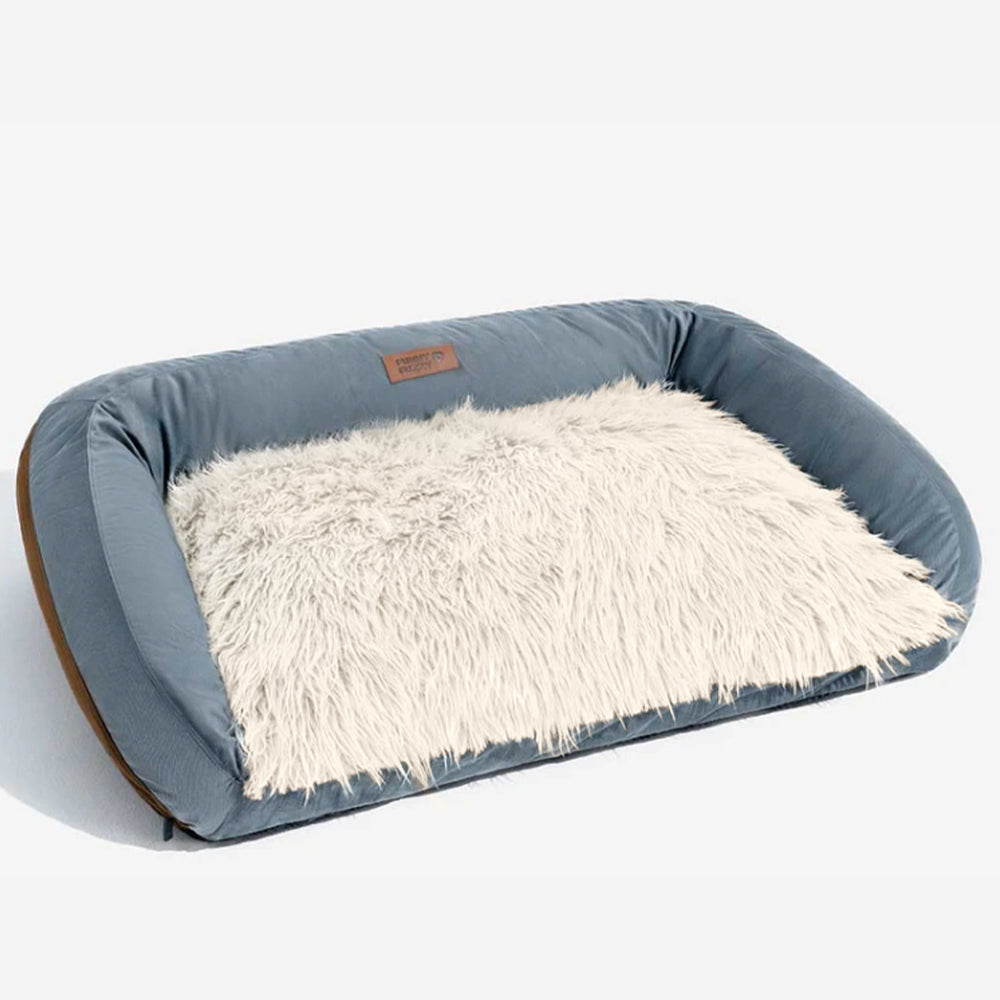 Large Washable Fluffy Cosy Bolster Dog Sofa Bed-Denim Cowboy