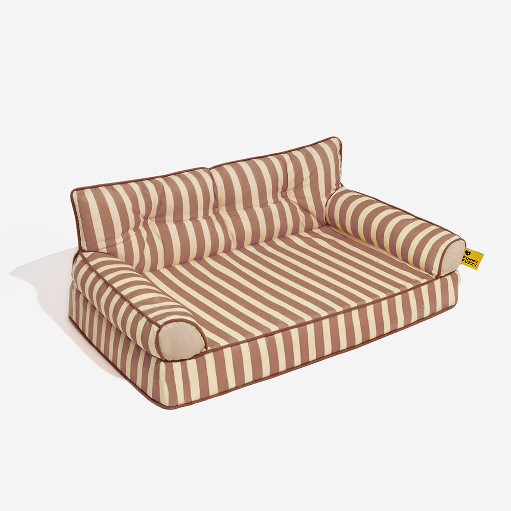 Trendy Striped Water-repellent Foldable Dog Sofa Bed - Sunny Siesta